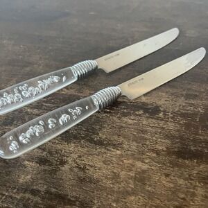 Gibson Stainless 2 Replacement Knives Clear‎ Acrylic Plastic Bubble Handle